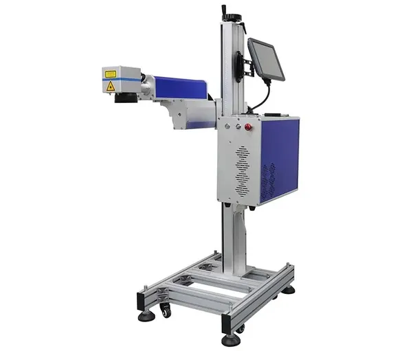 جهاز وسم فايبر ليزر فائق السرعة على خط الإنتاج المتحرك